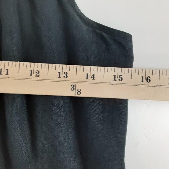 Vintage 90s Black Maxi Dress Halter Tie Neck 100% Linen Back Slit Resort Minimal - Picture 15 of 16